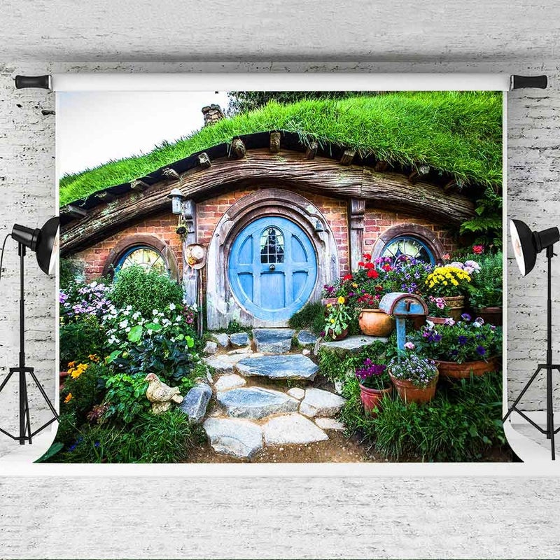 EOA 7(W) x5(H) FT Hobbiton Caves Backdrop Matamata Rural Green Hobbit Living Home Photography Background Ring Lord Fans Party YouTube Studio Prop - Image 3